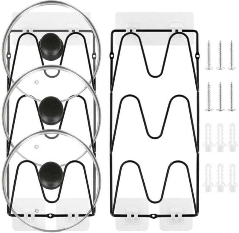 2-teiliges, 6-stöckiges Aufbewahrungsregal für Topfdeckel, kein Bohren erforderlich, selbstklebend, rostbeständig, für T...
