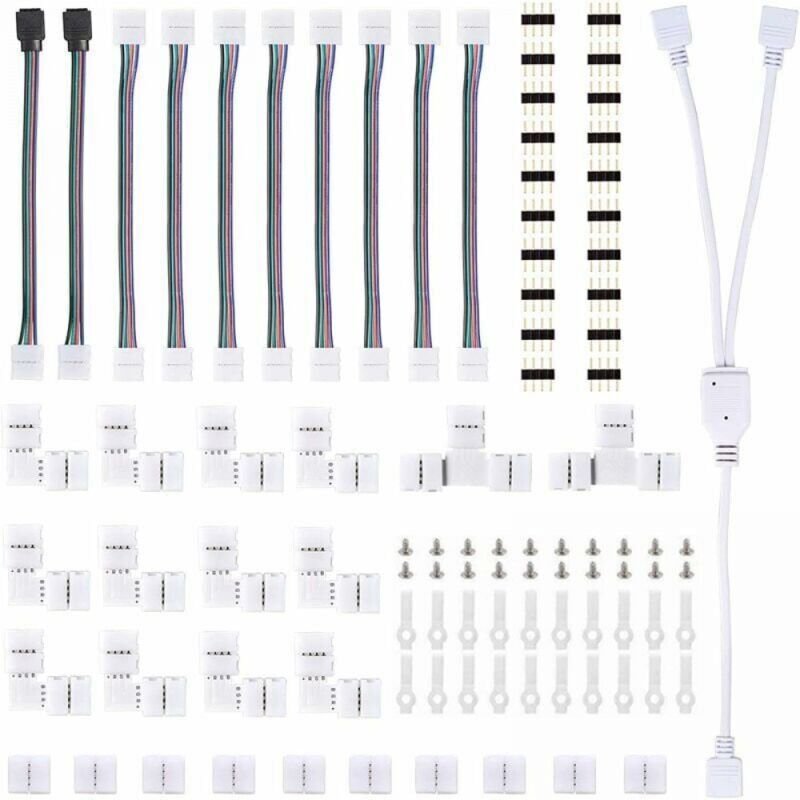 LED-Streifenverbinder-Set mit 4-poligen Steckern, L-förmigen LED-Verbindern, RGB 5050 LED-Streifenverbindern für 10-mm-L...