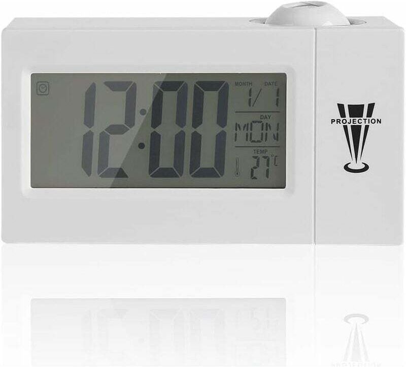 Digitales Radiowecker mit Projektor, einstellbarer Helligkeit, programmierbarem Sleep-Timer und Anzeige von Innentempera...