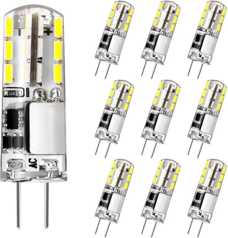 Aougo - G4-LED-Glühbirne, 12 v, 2 w, entspricht 20 w Halogen-Glühbirne, Kaltweiß 6000 k, 180 lm, flimmerfrei, energiespa...