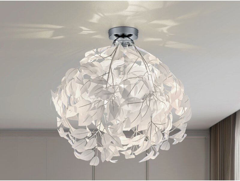 Deckenleuchte LEAVY mit Blätter Lampenschirm in Weiß Ø 38cm