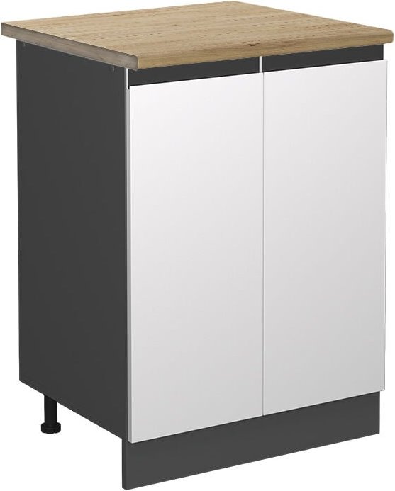 Vicco - Küchenunterschrank R-Line, Weiß, 60 cm , ap Eiche