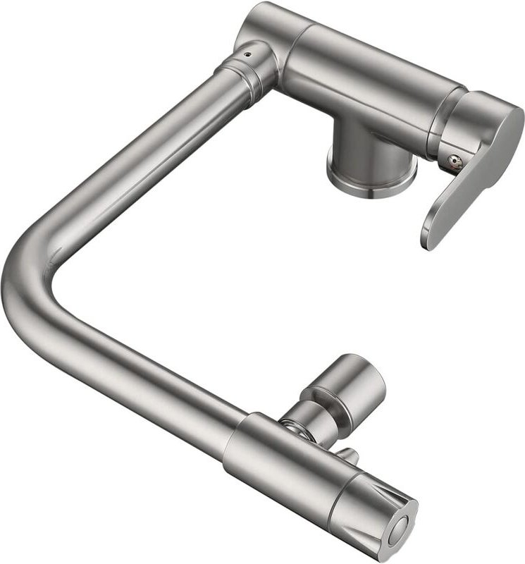 3-Wege-Küchenarmatur mit klappbarem und um 360° schwenkbarem Auslauf – aus hochwertigem Messing, gebürstete Oberfläche