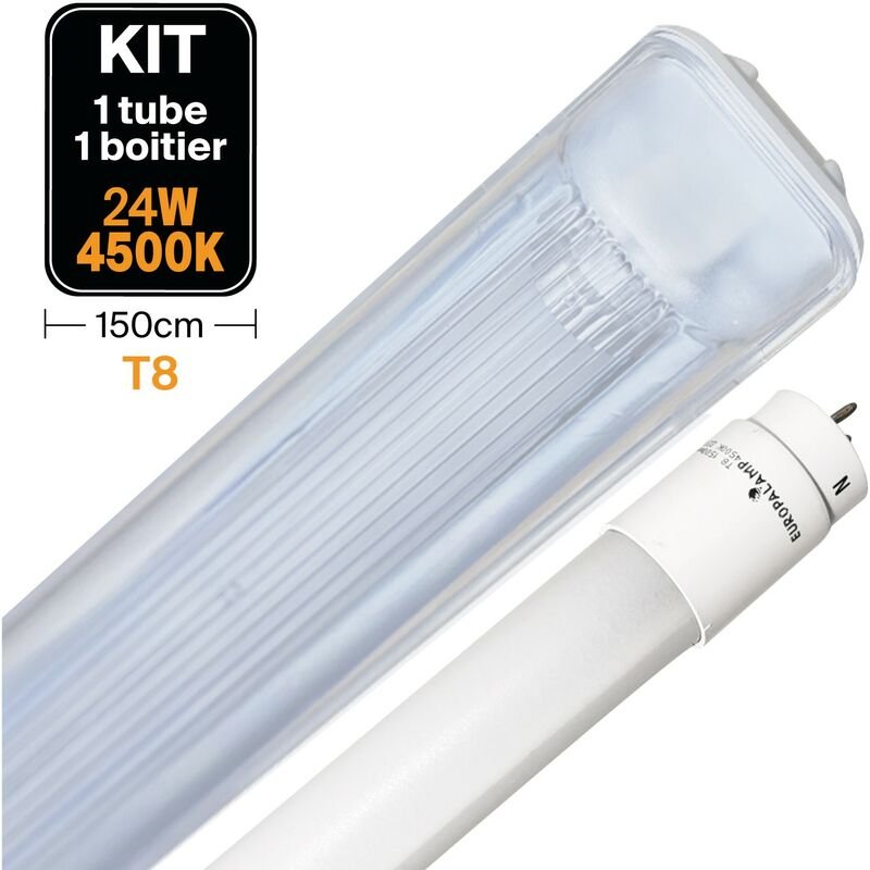 Europalamp - Kit LED-Röhre T8 23W Neutralweiß + Wasserdichtes Gehäuse 150cm