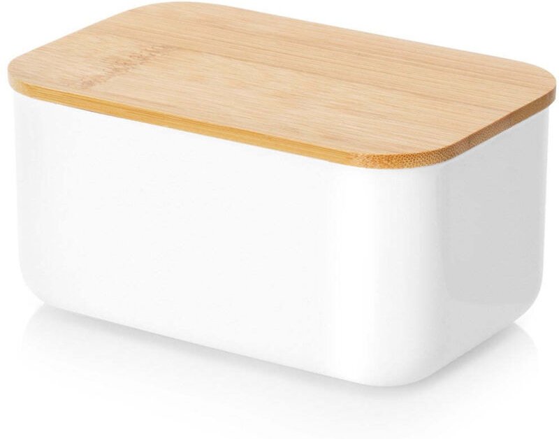 Weie butterdose aus edelstahl