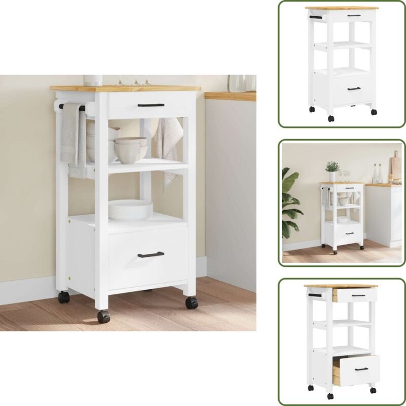 Küchenwagen monza 48x40x90 cm Massivholz Kiefer - Holz Küchenwagen - Küchenschrank - Retro Küchenmöbel - Kiefernholzküch...