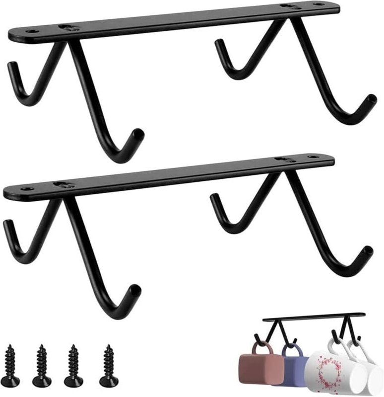 2 Stück hängender Getränkehalter, unter dem Schrank, Schrankhaken, hängender Tassenhaken, Weinbecher, Gläser, Aufbewahru...