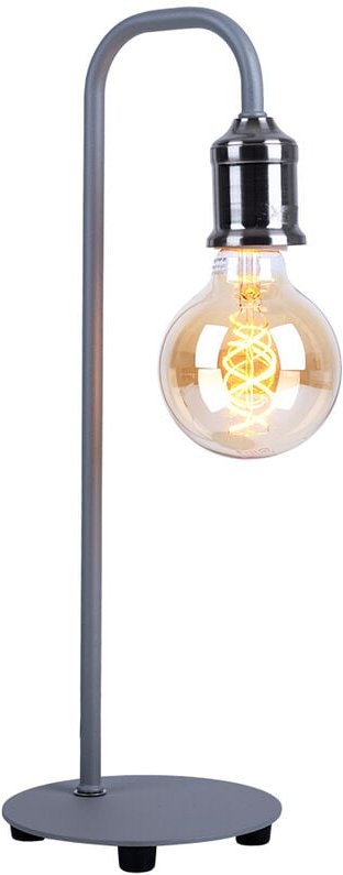 Tischleuchte grau Retro Tischlampe Schlafzimmerleuchte Leselampe, Metall, 1x E14, TxH 15 x 43,8 cm