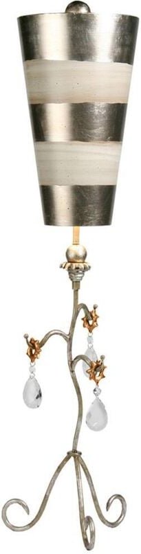 Tischleuchte Beistelllampe Schreibtischlampe Stahl Silber Creme h 96,5 cm