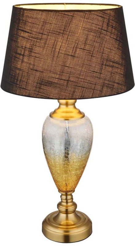 Tischleuchte Glas Nachttischlampe modern Beistellleuchte Leselampe Textil schwarz, Metall, 1x E27 Fassung, DxH 38x66 cm