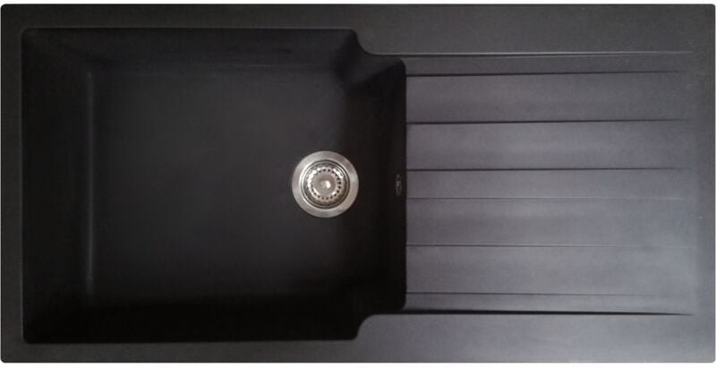 Essebagno - Sierra Spülbecken 1 große Spüle 1 Abtropffläche aus schwarzem Harz