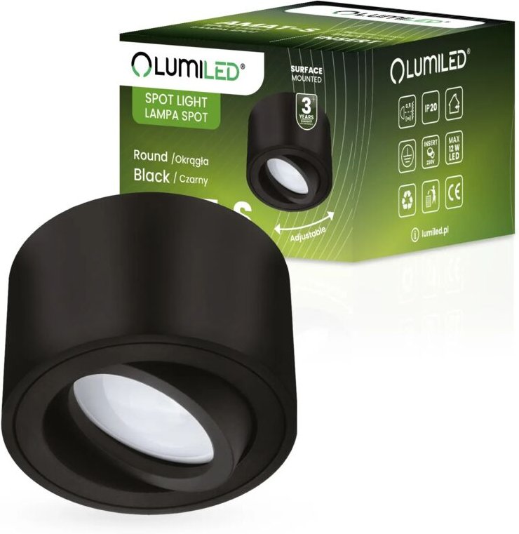 HALOGEN-Aufbauleuchte, beweglich, rund, schwarz, 50mm EINSATZ