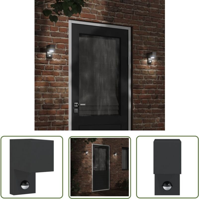Außenwandleuchte mit Sensor Schwarz Aludruckguss - Outdoor-Beleuchtung - Wandleuchte - Bewegungsmelder - LED-Leuchte - G...