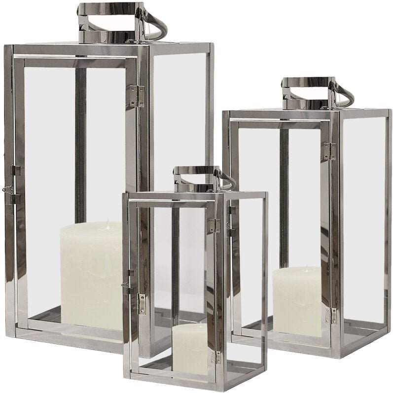 3er Set Edelstahl-Laternen 30/40/53cm-DMC8113E-neu