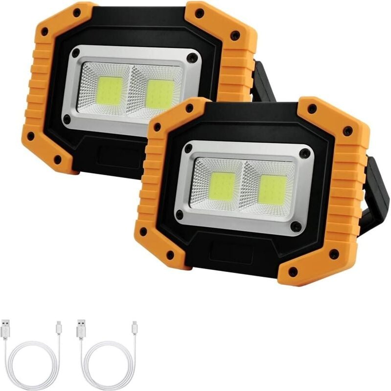 Akku-LED-Arbeitsleuchte, 30 W, 2000 lm, tragbar, wasserdicht, wiederaufladbar, mit Ständer, batteriebetrieben, COB-Strah...