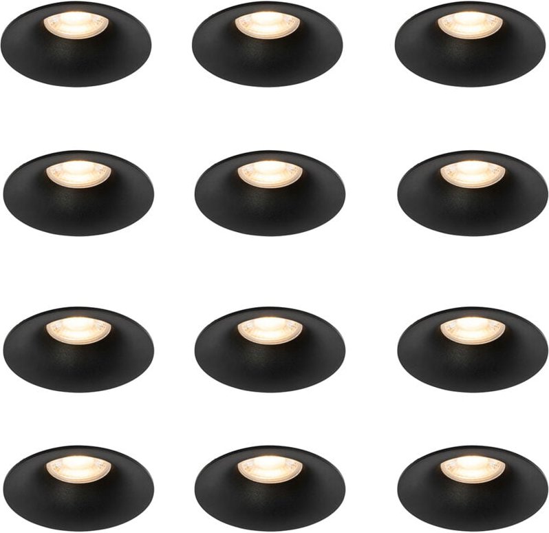 Set mit 12 Einbaustrahlern schwarz GU10 50mm - Gijs