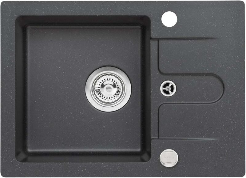 Alveus - Cortina - Granit-Spüle 58x42 cm, mit Ablaufsystembedienung, carbon 1117074