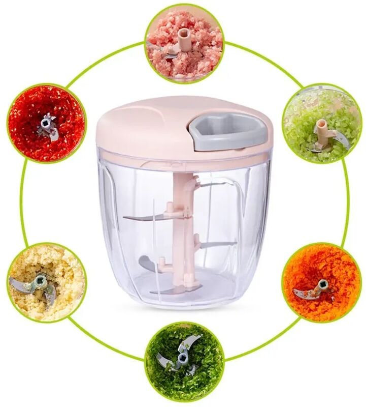 500 ml Knoblauchzerkleinerer, manueller Gemüseschneider, Obst- und Knoblauchzerkleinerer, Küchenhelfer, Mixer, Fleischwo...