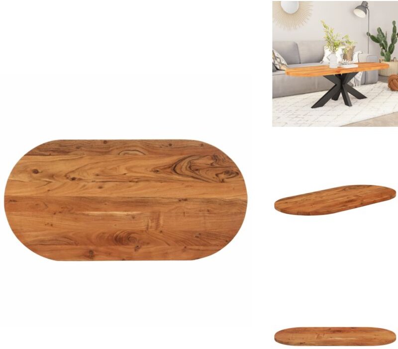 Tischplatte 80x40x2,5 cm Oval Massivholz Akazie - Tischplatte - Tischplatten - Holzplatte - Ovale Tischplatte
