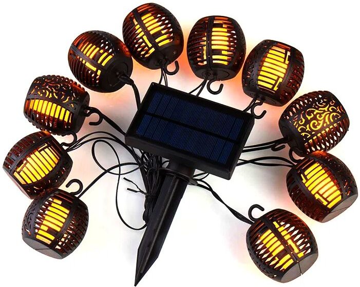 Highsam - Solarlampen 10 Köpfe funkelnde Lichterketten für den Außenbereich wasserdicht