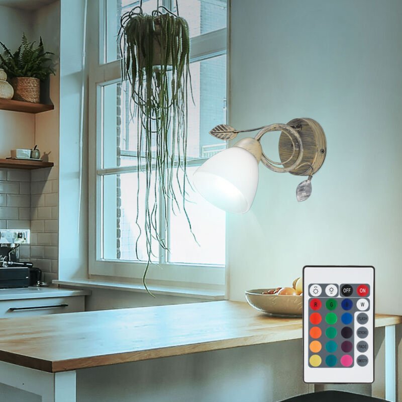 murale style maison de campagne grise feuilles antiques télécommande dans un ensemble comprenant des s LED RVB