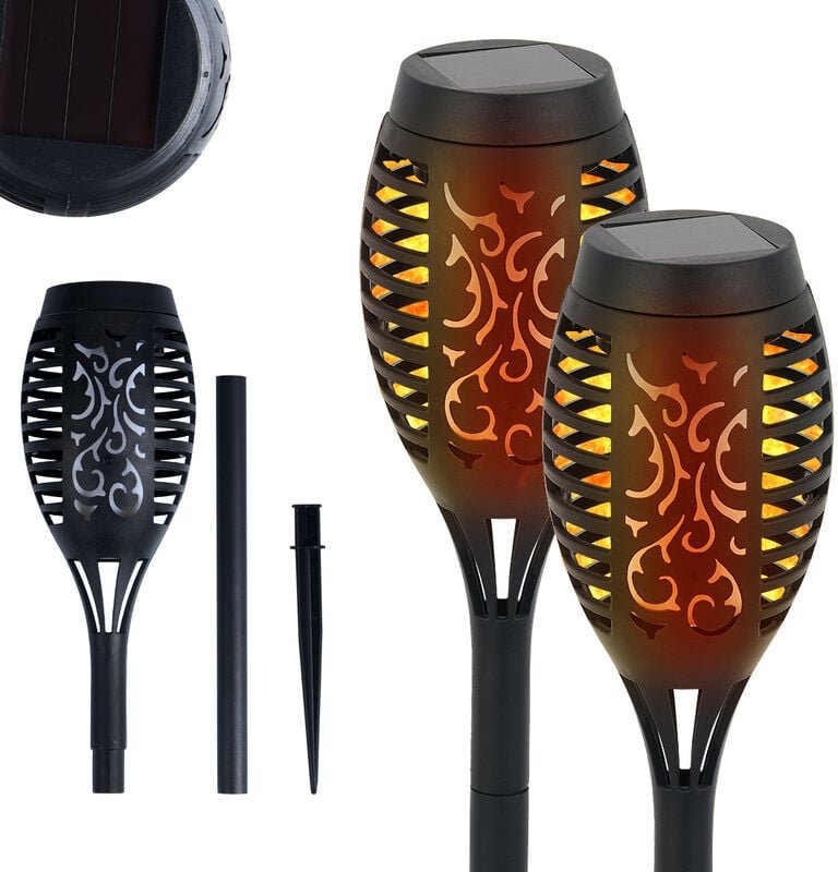 COMELY 2 Pack Solarleuchte Outdoor Flamme, Solar Garten Taschenlampe, IP65 wasserdicht LED Lichter Für Garten, Veranda, ...