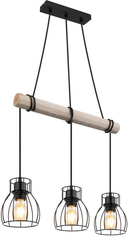 Hängeleuchte - Mina - natürlich schwarz - holz metall - - Globo