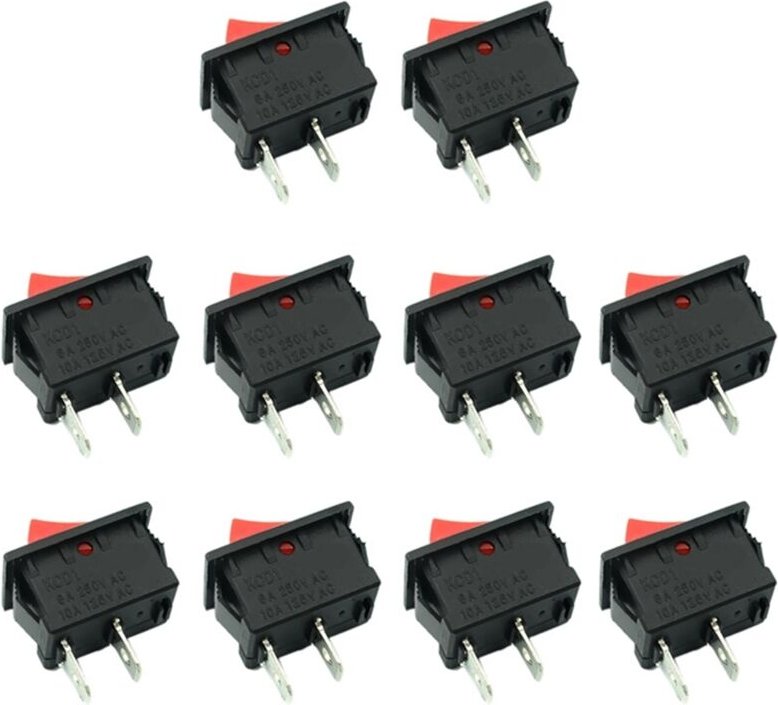10PCS Auf-Off KCD11 2Pin 2P Schwarz Rot Boot Auto Rocker Schalter 3A 250V 6A 125V ac Taste KCD1-11 1015 10x15 KCD117