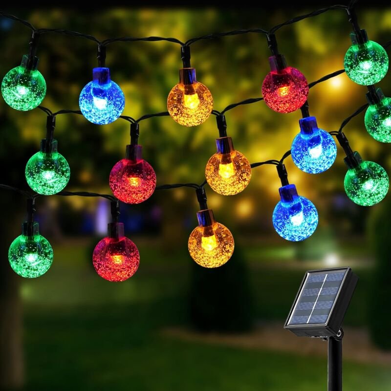 Solar-Lichterkette für den Außenbereich – 12 m, 100 LEDs, Solar-Lichterkette, 8 Modi, Solar-Lichterkette für Garten, Wei...