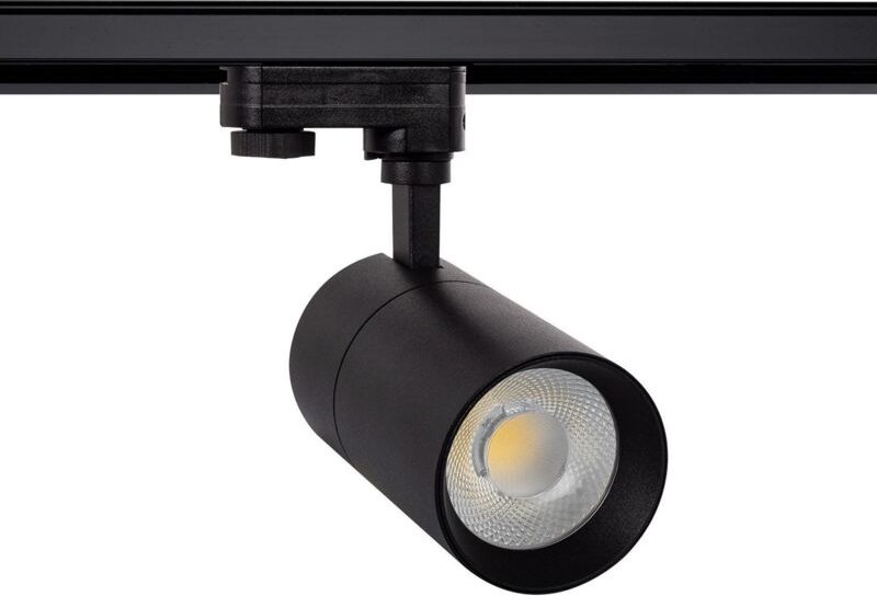 Efectoled - 3-Phasenstromschiene LED-Strahler 30W Dimmbar Mallet Schwarz 3000K Warmweiß