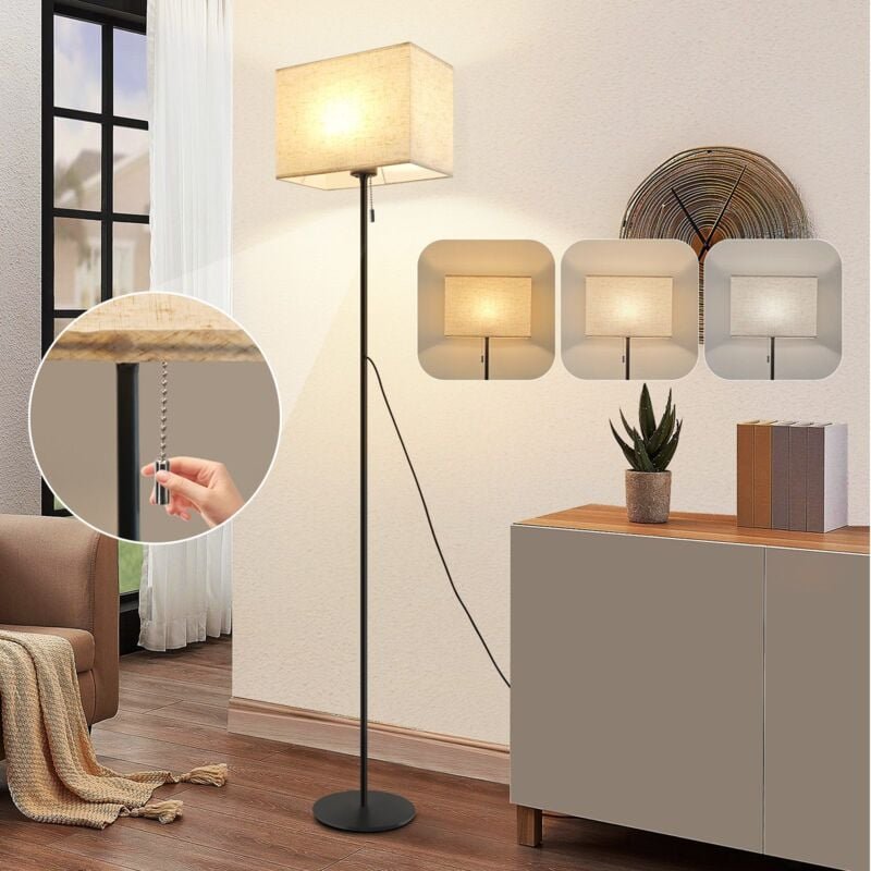 Stehlampe Wohnzimmer Vintage Stehleuchte: led Dimmbar Standleuchte 134cm Standlampe Beige Lampenschirm 3000K-6500K Wohnz...