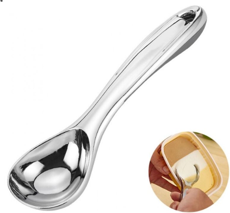 BEBUSINGOTO Eisportionierer aus Edelstahl mit Silikongriff, Küchenhelfer ideal für Kekse und Gebäck, Silber und Grau