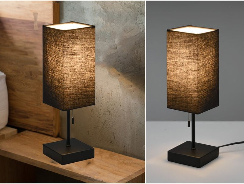 Reality Leuchten - Tischlampe ole mit Stoffschirm Schwarz & usb Ladestation, Höhe 35cm