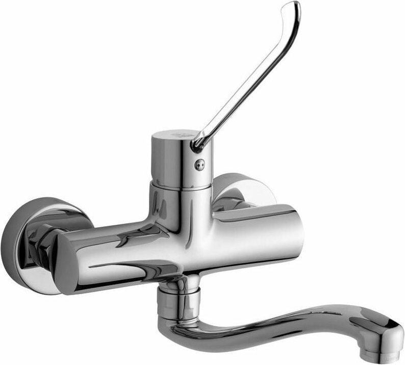 Spültisch-Wandbatterie mit klinischem Hebel Paffoni Serie Grün GR302CR Verchromt - Messing