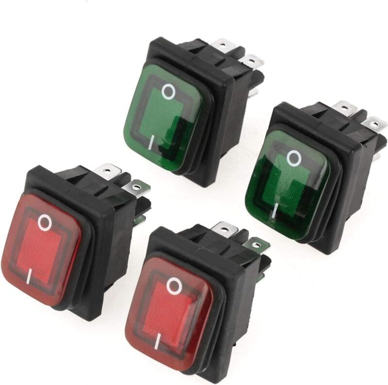 4-teiliger/Montage-Wippschalter, 4-polig, 2 Positionen, Ein/Aus, schwarz, wasserdicht