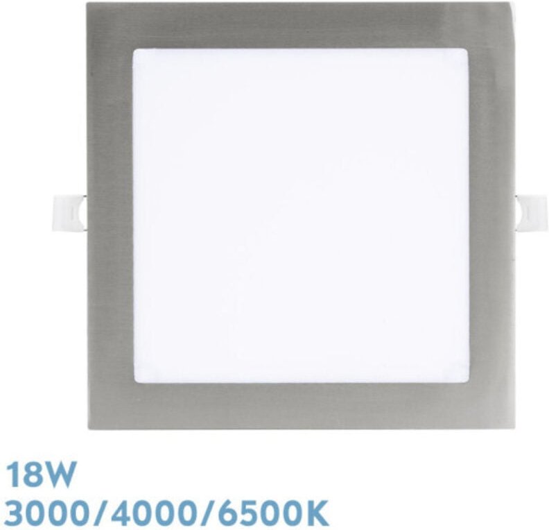 Fabrilamp - Einbaudownlight Abaco 18w 3000-4000-6500k Nickel 1620lm Quadratisch 1,3x22,5x22,5cm Schnitt 20d