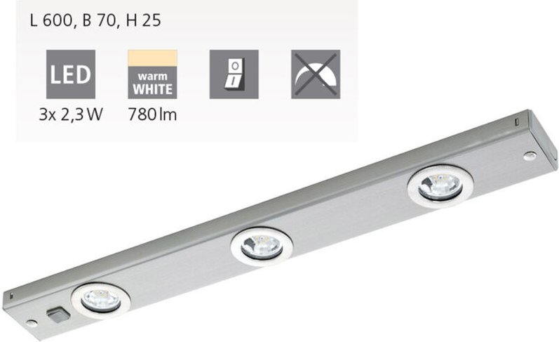 Eglo LICHTLEISTE 3X3W 600LM WARMW. (KOB LED NICKEL-MATT)