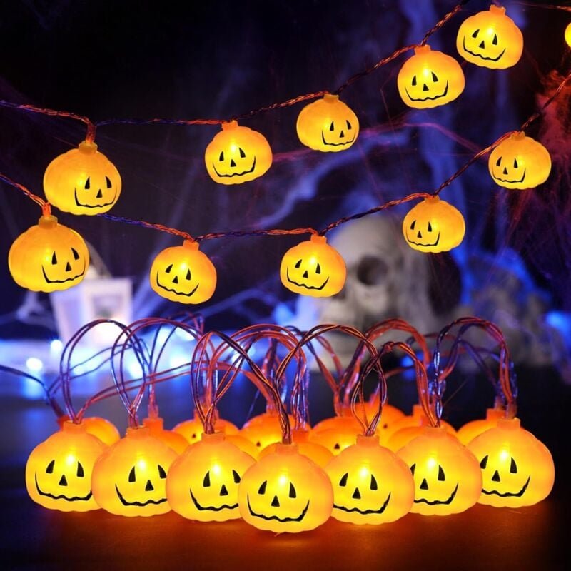 2 Stück Halloween Deko Lichterkette,300CM 20 LED kürbis Lampio,Halloween Kürbis Deko Lichterkette,Halloween Lichterkette...