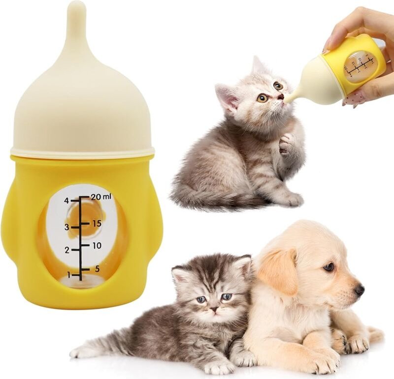 Babyflasche, Kätzchenflasche, Flasche zum Säugen von Kätzchen, Milchflasche für Katzen, Anti-Erstickungs-Design für neug...