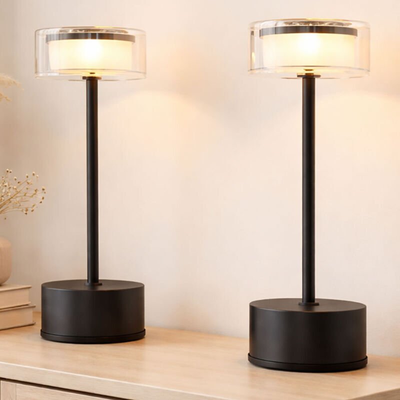 LED Tischleuchte Touchdimmer Akku Nachttischlampe CCT Beistellleuchte Modern schwarz rauch, 2,5W 108Lm warm-kaltweiß, Dx...