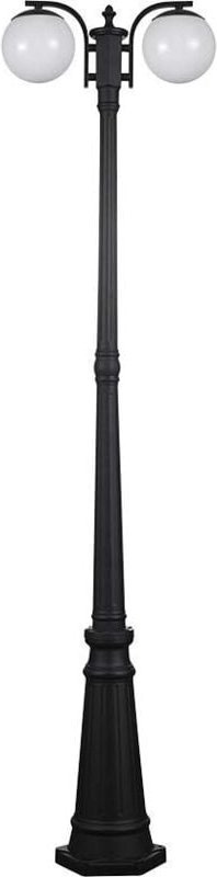 LED-Straßenlaterne mit doppelter Laternenfassung 2E27 Mattschwarze Farbe h: 228cm IP44 - V-tac