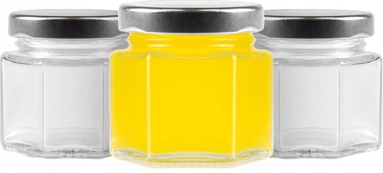 12 sechseckige Gläser à 50 ml für Gewürze und Honig