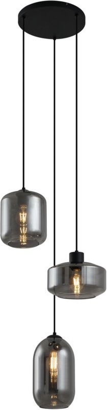 Moderne Hängelampe schwarz mit Rauchglas 3-flammig - Sheena