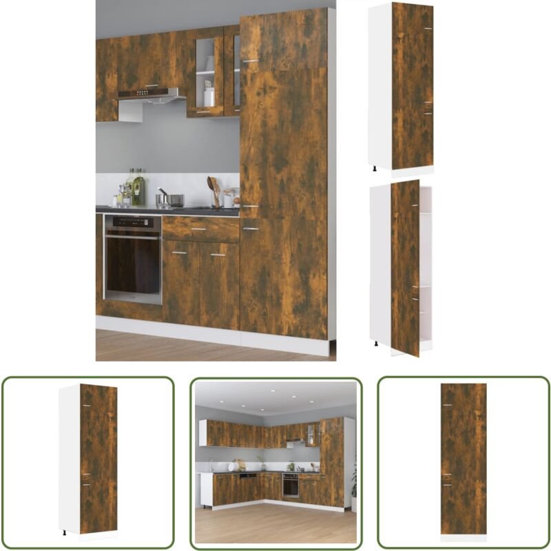 The Living Store Kühlumbauschrank Räuchereiche 60x57x207 cm Holzwerkstoff - Küchenmöbel - Holzschrank - Küchenschrank - ...