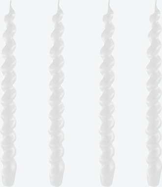 4er-Set Kerzen, Weiß, Mineralwachs, Ø/H 2/26 cm, jeweils 70 g