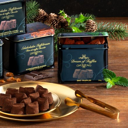 Hagen Grote Schokoladentrüffel Minze 200 g - Zartbitter-Trüffel mit feiner Minznote, in edler Metalldose, handgemacht, r...