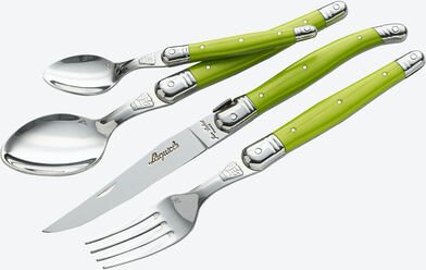 Klassisches Laguiole Besteck, 24-teilig, hellgrün