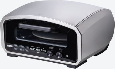 Unold Elektrischer Pizzaofen Enzo - 500 °C, drehbarer Pizzastein Ø 33 cm, Innen & außen nutzbar, Edelstahlgehäuse, inkl....