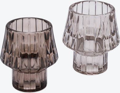 Kerzenhalter 2er Set, braun, 7 x 7 x 8 cm