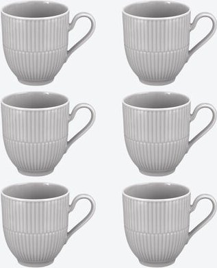 Thumbnail - Henkelbecher, 6 Stück, Grau, 0,35 l, Porzellan, spülmaschinenfest, mikrowellengeeignet